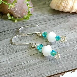 Boho Chic Lamp Work Glass Beaded Dangle Earrings, Handmade Jewelry 2"